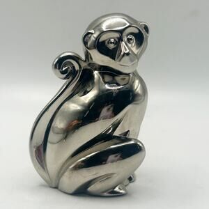 VNTG DANSK Palm Pals Nickle Plated Silver Monkey Paperweight Figurine 2 3/4” EUC